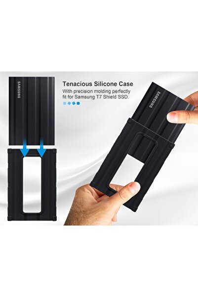 Lacdo Silicone Carrying Case for Samsung T7 Shield Portable SSD (1/2/4TB) with Lanyard, Black