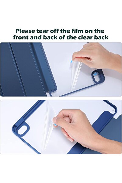 PROCASE iPad Air 5/4 (10.9") Case with Pencil Holder - Transparent Hard Back, Navy