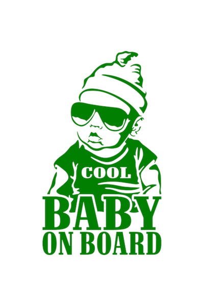 Oracal Car sticker "Cool baby on board", 17x10cm, green