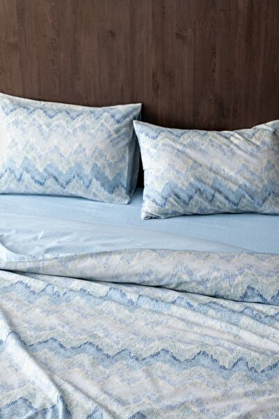 Madame Coco New Season Froncois King Size Cotton Printed Bedding Set - Blue - Blue