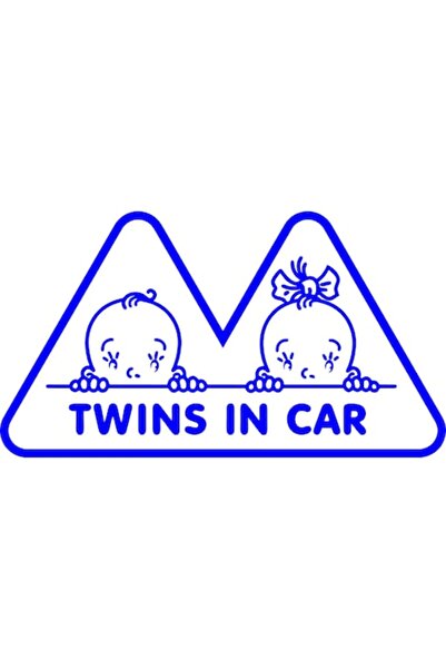 Oracal Car sticker "Twins baby on board, twins girl and boy", 25x14cm, blue