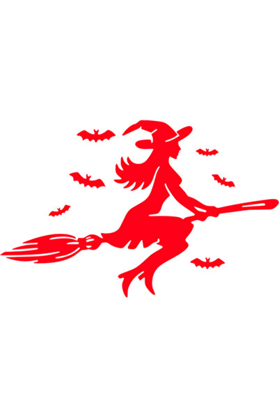 Oracal "Witch" car sticker, 18x16 cm, red