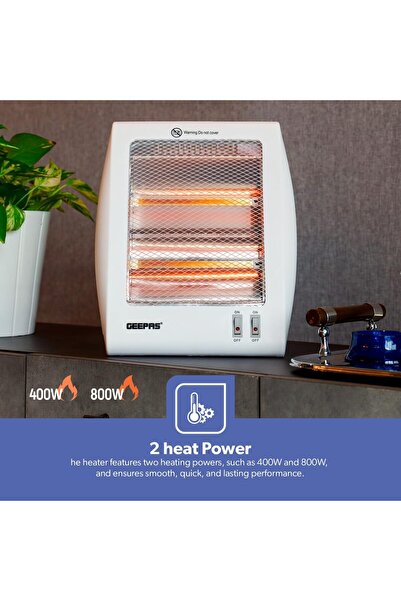 Geepas GQH28522 800W Quartz Heater with 2 Heating Power, White