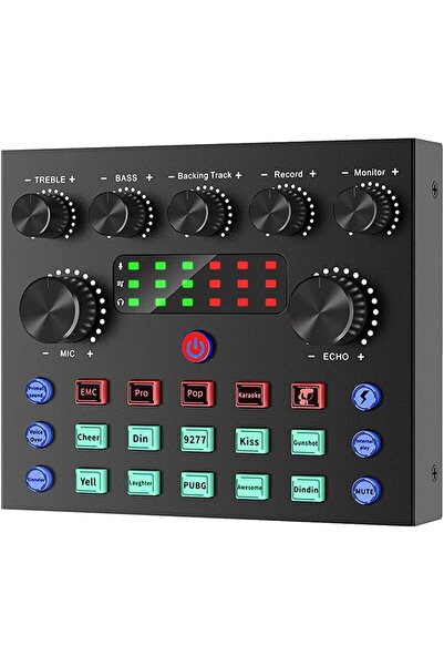 Arabest بطاقة صوت خارجية V8S - خلاط صوت مباشر قابل لإعادة الشحن بتقنية البلوت...