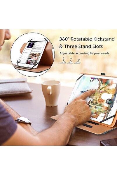 PROCASE حافظة عالمية للأجهزة اللوحية مقاس 9-10.1 بوصة - حامل دوار 360 درجة، مصنوعة من جلد السيليكون، لون أزرق مخضر