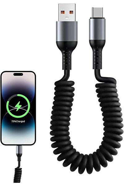 AZONEE كابل شحن سريع ملفوف من USB C إلى USB A (35-180 سم، 6 أمبير، 100 وات)