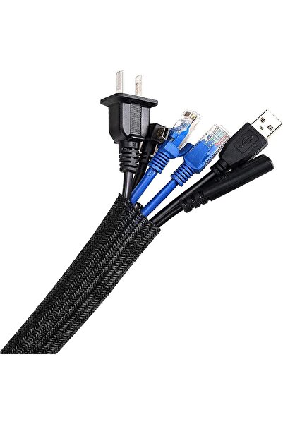 AGPTEK غلاف كابل ذاتي الإغلاق 3 متر، 10-20 مم، أسود