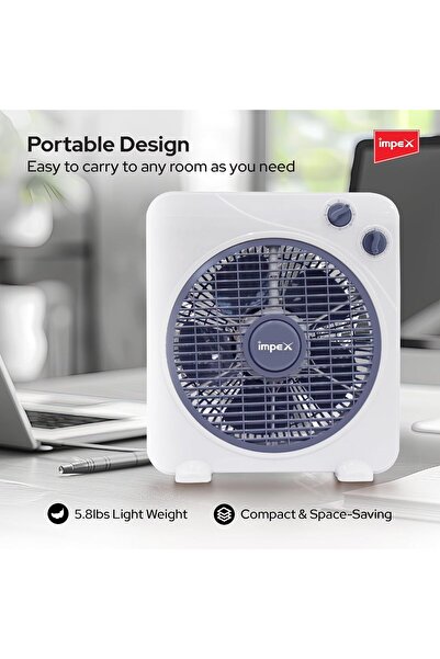 İMPEX Box Fan BF 7510 30W 10 Inch - White