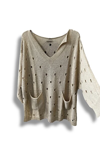 SUMEF Γυναικεία πλεκτή μπλούζα Mercerized oversized – Τυπικό μέγεθος (ταιριάζει στους μεγέθους 38-48) – Κομψό και άνετο καλοκαιρινό πουλόβερ