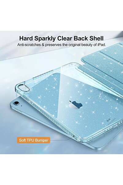 007 Vurtboly Glitter Case for iPad A16 (11th/10th Gen 10.9") - Clear Acrylic Back, Shockproof Bumper, Pe