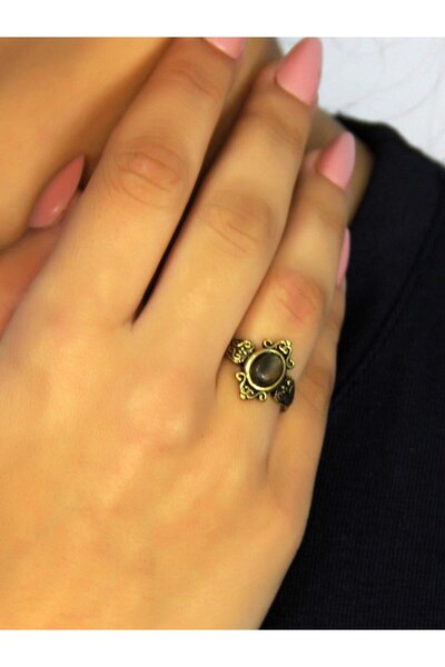 esha خاتم نسائي قابل للتعديل من الحجر الطبيعي اللابرادوريت موديل عتيق euy78lbt