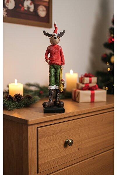 ZİLLİ SHOP El Yapımı Polyester Noel Geyik Biblosu | Özel Boya Efektli