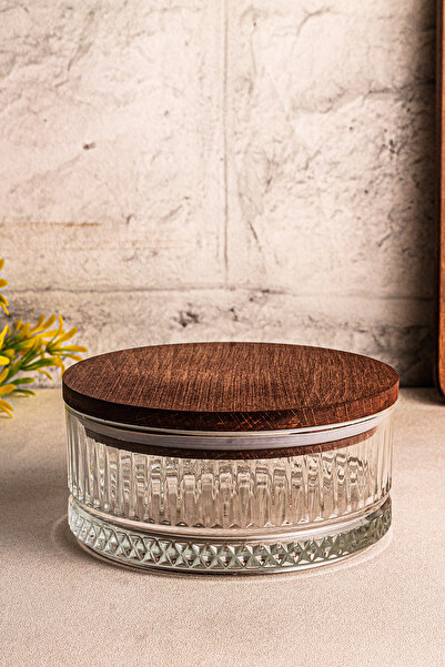 Snippy Bella Plus - Wooden Vacuum Lid Glass Bowl Snack Bowl Breakfast Sugar Bowl 510 ml