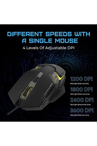 EvoFox Spectre USB Wired Gaming Mouse (Black) - Up to 3600 DPI, 6 Buttons, RGB