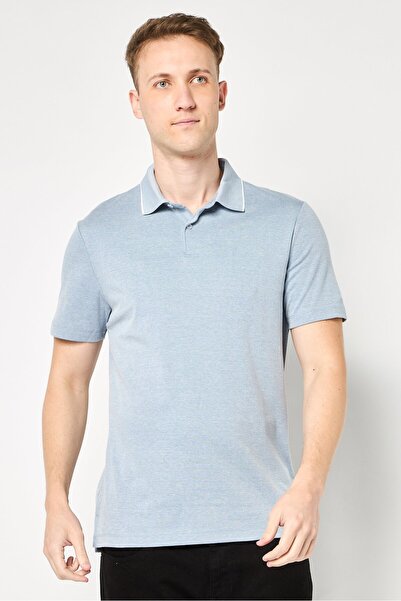 Dkny Men Regular Fit Short Sleeve Heather Polo Shirt, Blue