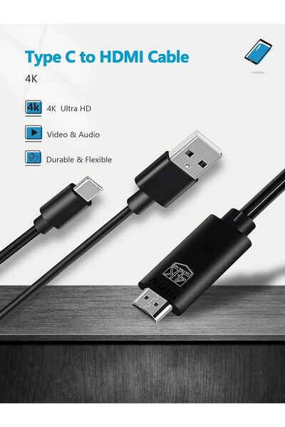KASTWAVE كابل USB Type-C إلى HDMI بطول 1.8 متر، محول صوت/فيديو MHL بدقة 4K بم...
