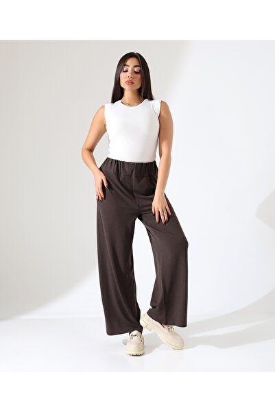 Fi'l Arz Fashion Women's Elastic Waist Wool Viscose Loose Pants