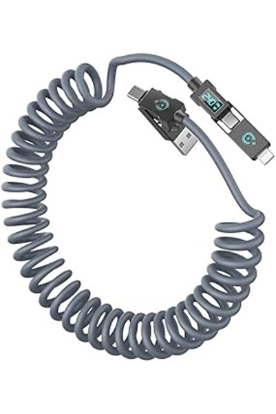 TERRIFI كابل شحن سريع 240 واط 4 في 1 USB-C مع شاشة LED، بطول 6 أقدام