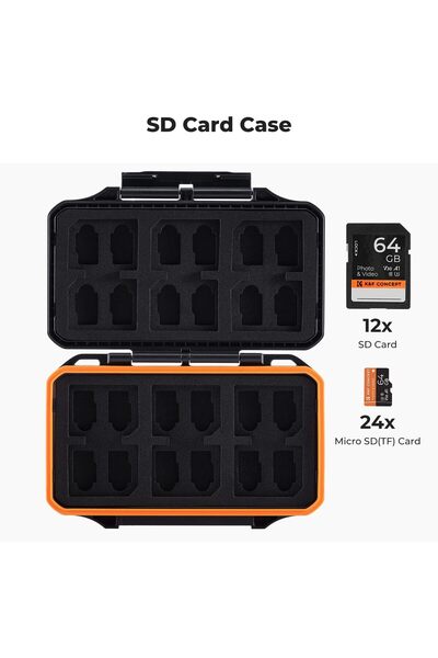 K&F CONCEPT 36-Slot Memory Card Case (12 SD + 24 Micro SD), Waterproof, Anti-Shock, Hard Shell
