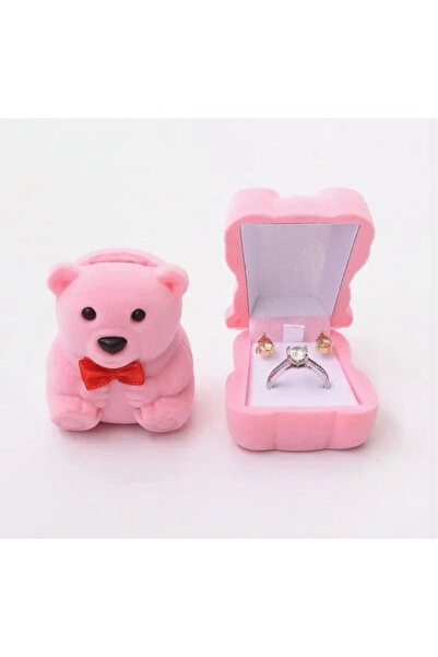 Maide Jewelry Sevgiliye Arkadaşa Hediye Özel Ayıcıklı Yüzük Kutusu Pembe