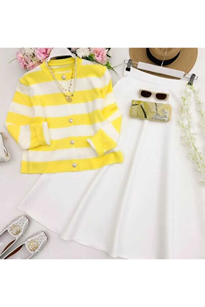 MODA VEDAT Women's Cardigan-Skirt 2-Piece Set