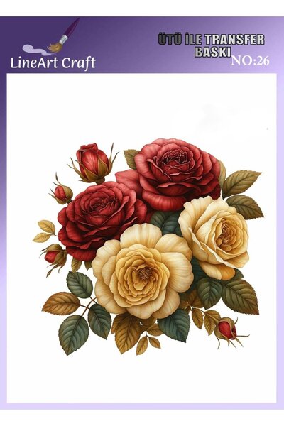 LİNEART Flower Pattern N: 26 Fabric Transfer Paper 20*20