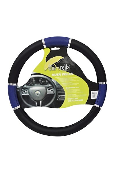 Umbrella Husă volan auto, piele, negru/albastru, 37-39 cm