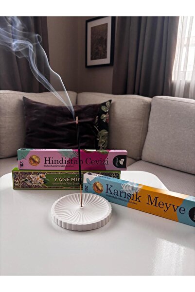 OdAna Atelier Çakra Model Tütsülük+60 Adet Çubuk Tütsü 3 Paket (Hindistan Cev...