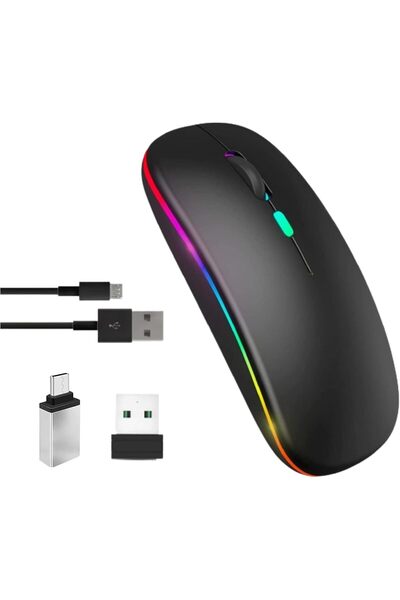 BIGTHREE Wireless Bluetooth Mouse, RGB Dual Mode (Bluetooth 5.2 + 2.4GHz USB)