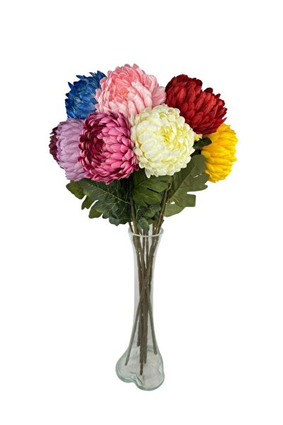 Nettenevime 9lu Set Yapay Çiçek Krizantem Karışık Renk 90cm Tek Dal Kumaş Çiçek Uzun Dal