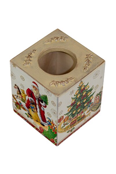 Kumiko Art Napkin box with Christmas decorations, 12.5x12.5x15 cm.