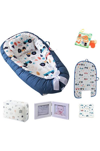 GENOVATE Coș Bebe Genovate™ cu Pernuță, Cearceaf de Schimb, Husă, Rama Foto și Carte cu Animale