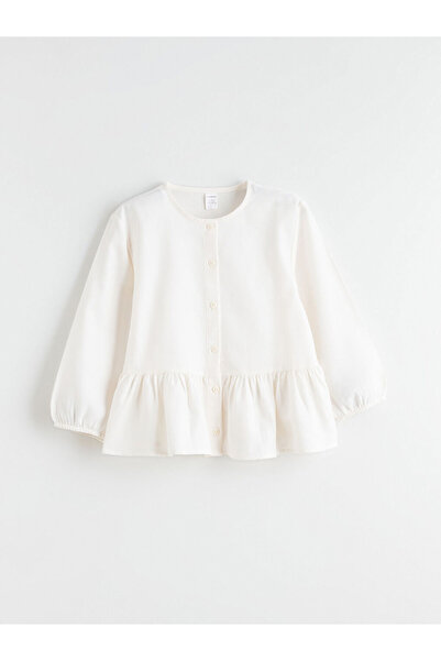 LC Waikiki Ecru Girl's Poplin Shirt and Sweater