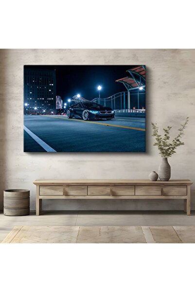 Generic Brand Tablou pe pânză BMW i8 Night City Peisaj bavarez Tablou cu mași...