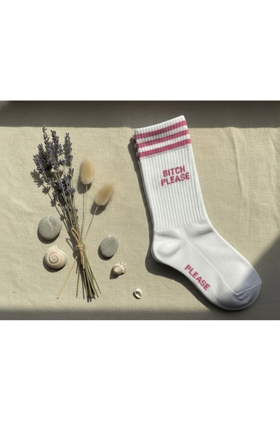 Galaxy Socks Beyaz pembe çizgili havlu çorap