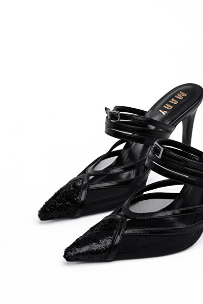 Tasarım Feather Detailed Multi-Thin Strap Evening Dress Heeled Women's Shoes – Collection of Evening Elegance