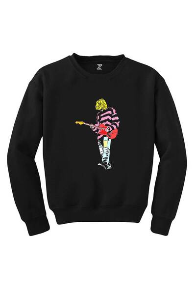 WAKHA نيرفانا كورت كوبين صورة ظلية البلوز الأسود