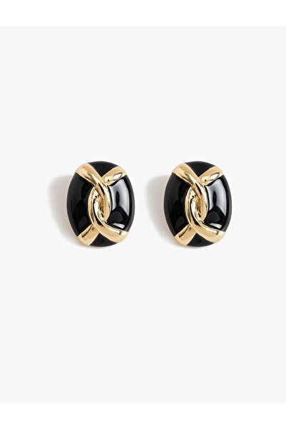 Koton Women's Oval Earrings with Knot Pattern