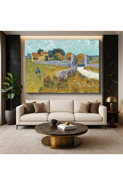 TosbArt Vincent van Gogh Arles Çiftlik Evi Kırsal Mimari Kanvas Tablo Sanat T...