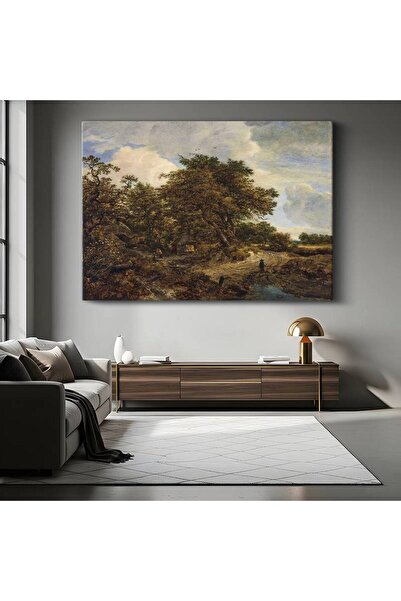 gurbaart Jacob van Ruisdael Meşe Ağaçlı Kırsal Manzara Kanvas Modern Sanat Ta...