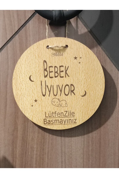 mars tasarım Zile Basmayınız Bebek Uyuyor Uyarı Tabelası Kartı Levhası Maymun Ahşap Lütfen Sessiz Çocuk Dış Kapı