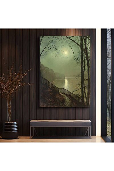 GülsenArt John Atkinson Grimshaw Göl Kenarı Ay Işığı Kanvas Tablo Duvar Tablo...