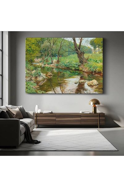 TosbArt Emile Claus Orman Deresi Doğa Manzarası Kanvas Tablo Sanat Tablosu Re...