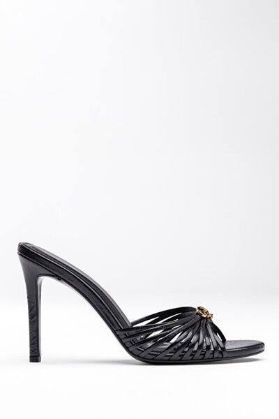 Tasarım Lace and Stone Detailed Ankle Buckle Evening Dress Heeled Shoes for Special Occasions