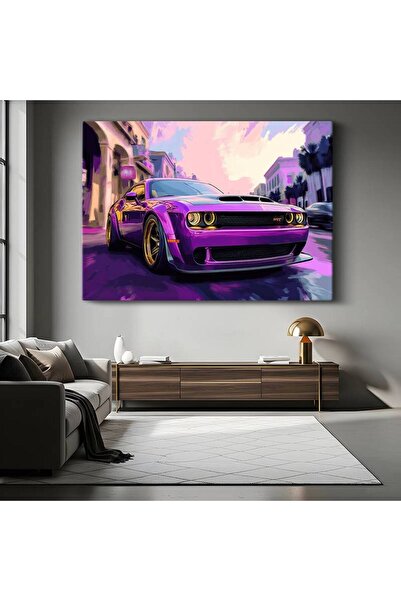 GülsenArt Dodge Challenger SRT Pictură pe pânză mov Monster Sport Automobile ...