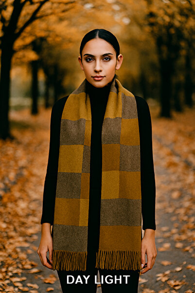 ARMİZA Checkered Patterned Soft Textured Acrylic Winter Scarf.