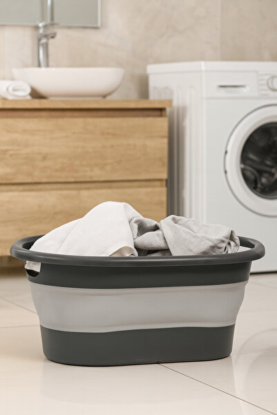 Funny Life Καλάθι Ρούχων Γκρι - Πτυσσόμενο Καλάθι Ρούχων, Οργανωτής, Καλάθι Π...