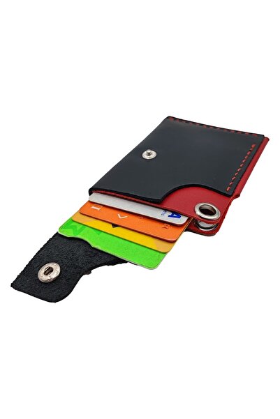 Natty Pell - Bicolor leather cardholder (black & red)