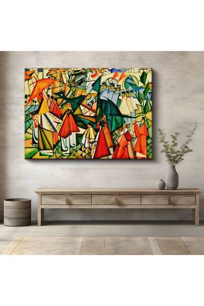 GülsenArt Lyubov Popova Figurine colorate Compoziție abstractă Pictură pe pân...