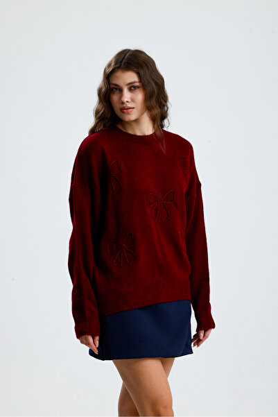 jöns since 1997 Women's Comfortable Fit Knit Sweater with Ribbon Applique on the Front